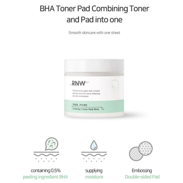 RNW DER. PORE Peeling Toner Pad Mild 60 pcs